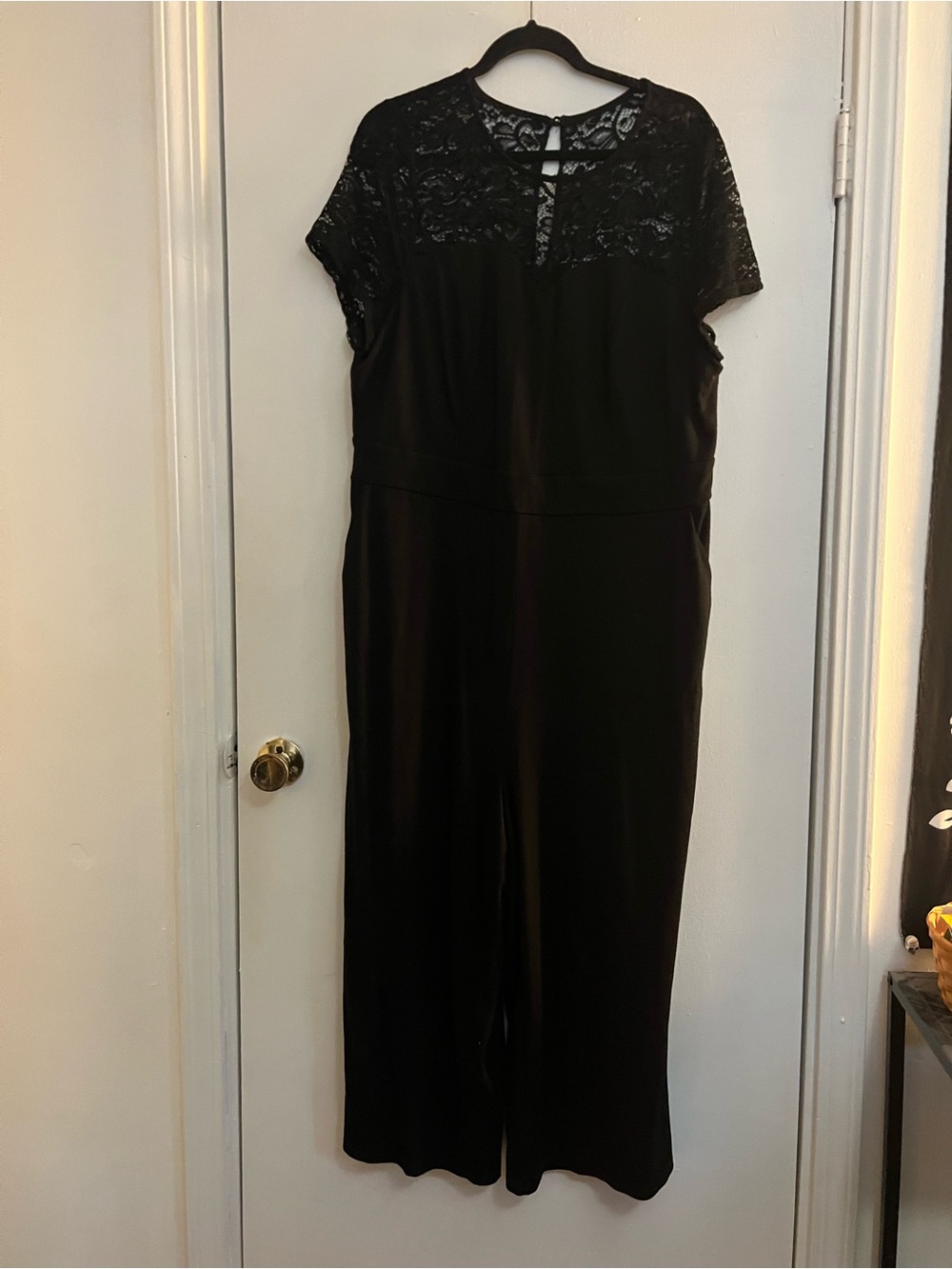 torrid Black Lace-Yoke Wide-Leg Jumpsuit